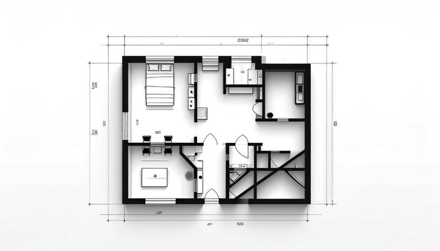 Detailed 2D residential apartment floor plan layout.