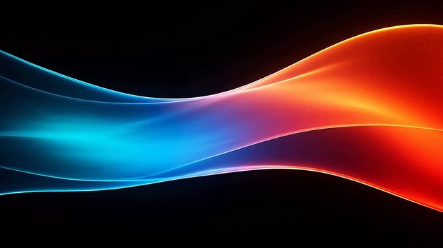 Flowing abstract light waves in blue and orange