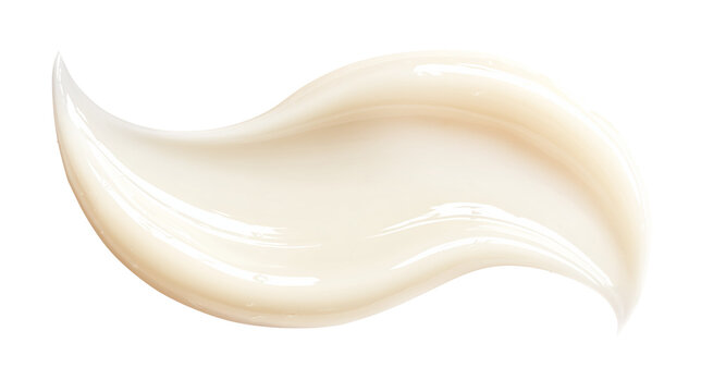 Glossy creamy brushstroke with soft light on transparent background