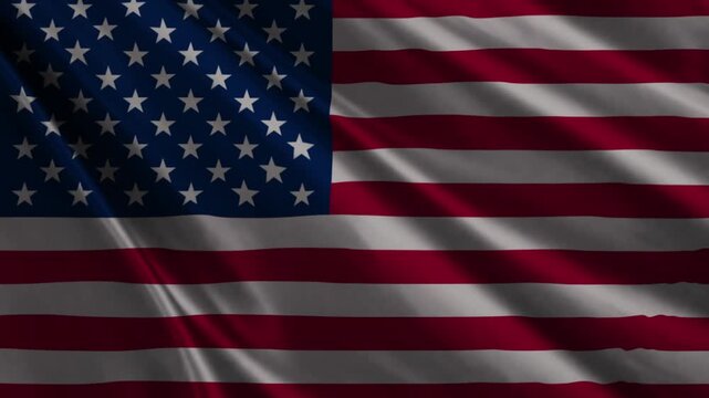 Realistic United States Flag Waving in Wind 4K Loop Animation, American National Flag Background