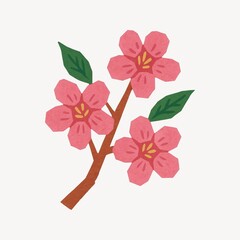 Obraz premium Vibrant cherry blossom branch illustration.