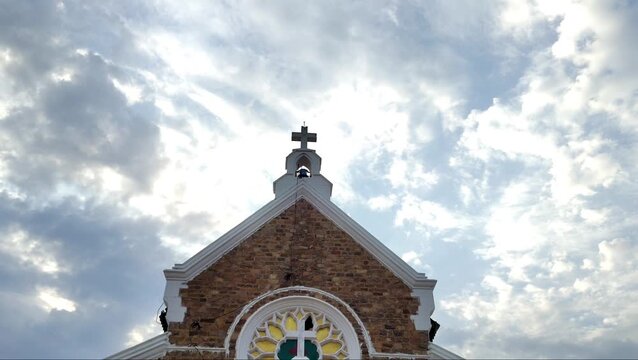 Rustic Stone and Brick Church Exterior