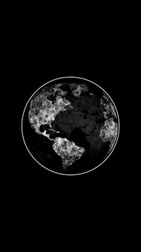 Plexus globe on black background. Rotating. Vertical amination