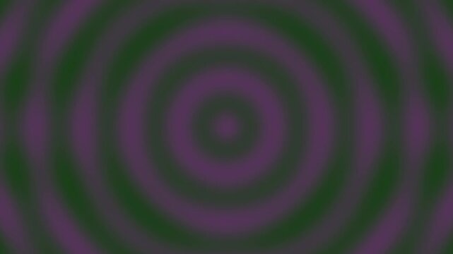 Retro pixel art concentric circles pulsating in green and purple colors.