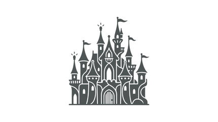 Black and white castle illustration. © Nur