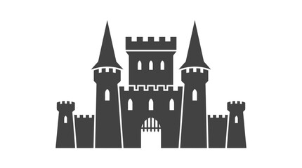 Black silhouette of medieval castle. © Nur