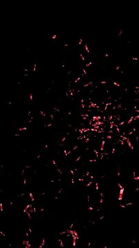 red mettalic confetti explosion isolated on transparent background loop alpha channel animation , black friday big sale shopping vertical social media motion design element