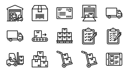 Logistics Icons: Delivery, Warehouse, Shipping, Transport & Inventory Management Icons © Sujarwo