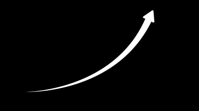 White chalk arrow isolated on black background .Business growth arrow and graph chart. Arrow up with chalk.