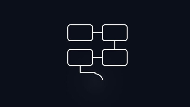 Minimalist Animated Flowchart with Checkmark Icon on Dark Background