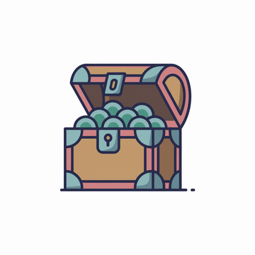 Treasure Chest Full of Gold Coins.