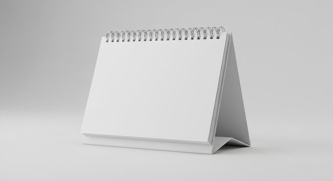 Blank horizontal desk spiral calendar mockup - Office stationery organizer theme - Corporate branding template asse