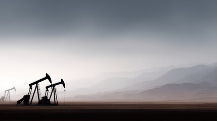 Naklejka premium oil pump derricks in desert oilfield price change concept
