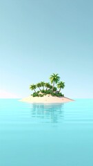 Obraz premium a small island with palm trees in the middle of the ocean