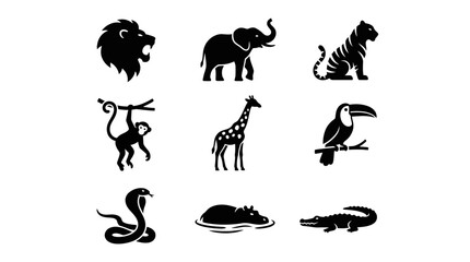 Obraz premium set vector of wild animals and forest animals