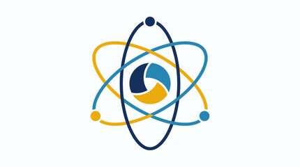 Atom logo with blue and yellow design. © gacoan