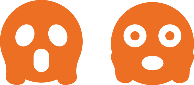 Two orange ghost silhouettes with surprised faces for web design usage