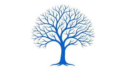 Abstract Blue Tree Silhouette with Spreading Branches on White Background © Wijil