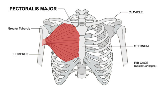 Pectoralis Major Muscle Anatomy Diagram - Human Chest Illustration