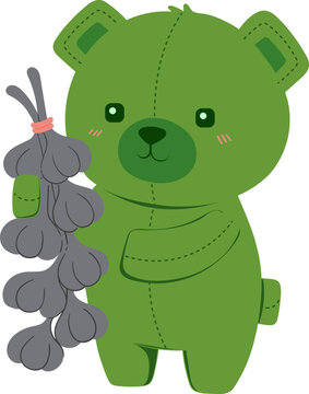 Green Bear Holding Black Garlic