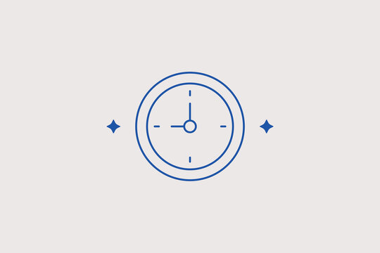 Wall clock line icon for time management. Vector illustration for office schedule planner, school class timer, deadline planning.