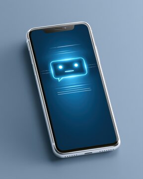 mobile AI assistant chatbot interface, smart technology on phone screen