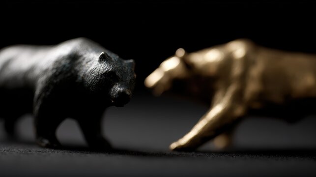 bull and bear fighting representing stock market volatility concept