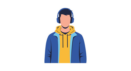 Young man wearing headphones smiling. © Hanif