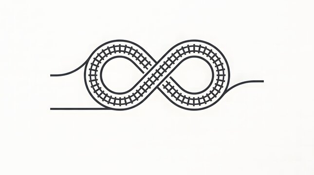 Infinity loop railroad track minimalist line art illustration