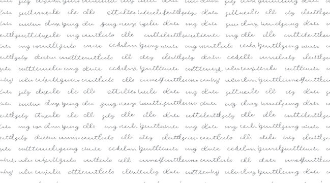 Seamless pattern of handwritten cursive text in light gray on white background handwriting script