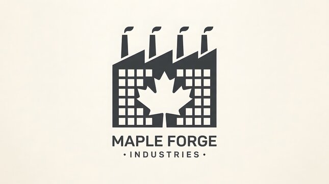 Maple forge industries logo canadian manufacturing and industrial symbolism