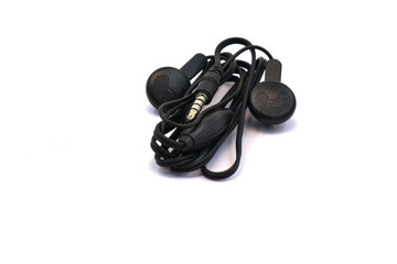 Fototapeta premium Headset Earphones with Mic Kit on white background