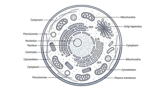 Human Cell Diagram: Detailed Illustration of Animal Cell Structure and Organelles