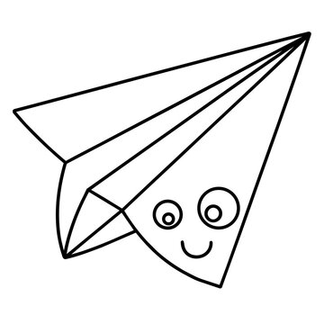 paper plane cartoon clipart line icon. Education and business stationary concept.