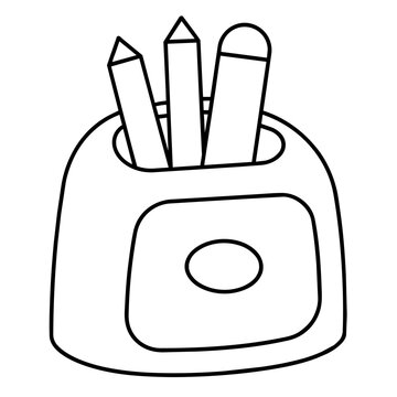 pen and pencil holder clipart line icon. Education and business stationary concept.