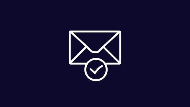 Glowing neon blue email box and check mark icon. Mail box with check mark.