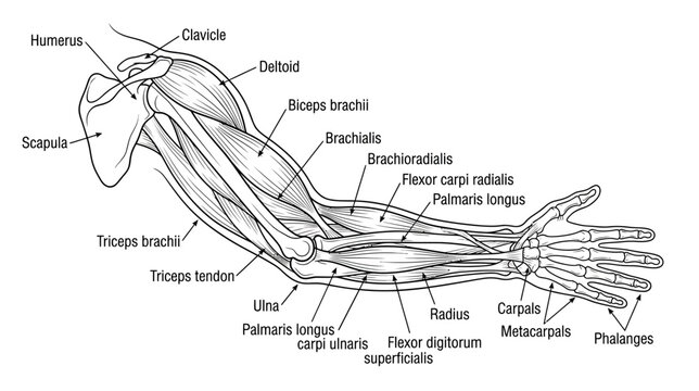 Human Arm Anatomy Diagram: Muscles, Bones, and Tendons