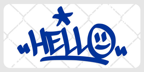 Hello graffiti tag lettering design. Hand drawn street art typography greeting isolated on white background. © dirtyfellas