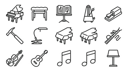 Musical Instruments and Accessories Icons Set © Akun