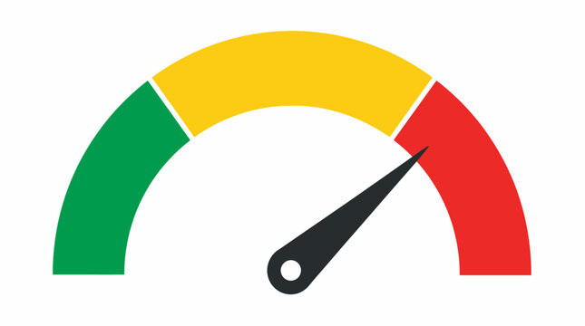 Performance gauge meter showing high speed or risk level.