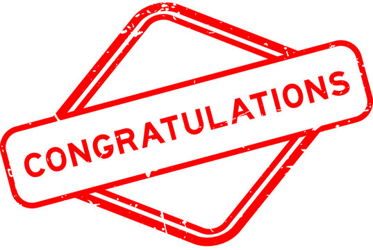 Grunge red congratulations word rubber seal stamp on white background