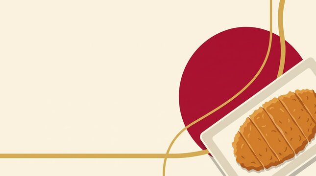 Japanese tonkatsu pork cutlet banner with text copy space