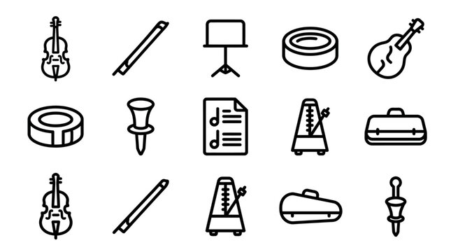 Musical Instruments and Accessories Icons Set