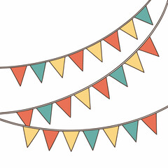 Obraz premium Three colorful festive buntings vector illustration perfect for various celebration decorations holiday party decor and event backdrops on white background.