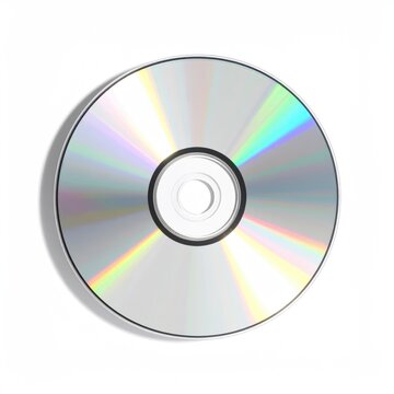 Shiny, reflective optical disc with a central hole, showcasing rainbow hues