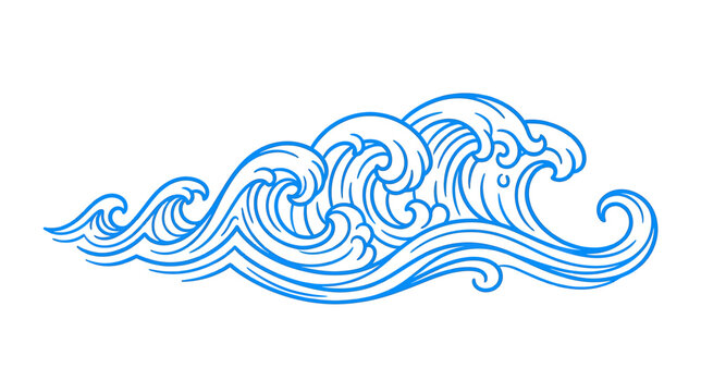 Stylized Blue Ocean Waves Illustration