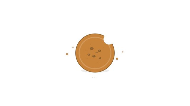 Four Bitten Chocolate Chip Cookies with Crumbs on White Background