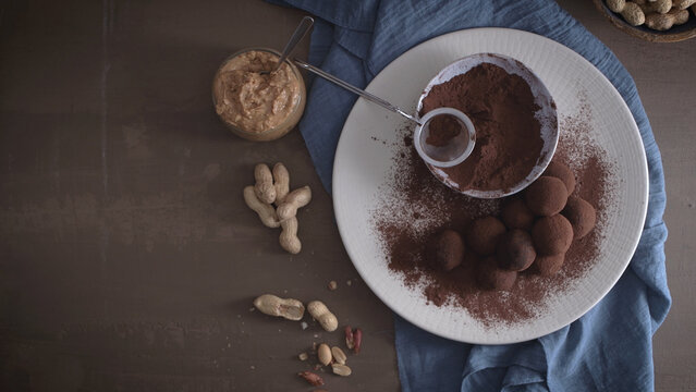 Chocolate truffles with peanut butter