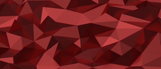 Obraz premium Deep red abstract geometric polygonal shapes and lines creating a textured background.