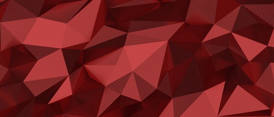 Fototapeta premium Crimson red abstract polygonal texture background with geometric shapes and depth.